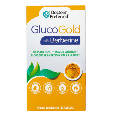 Doctors’ Preferred GlucoGold with Berberine, Healthy Blood Sugar Support, 63 Tablets