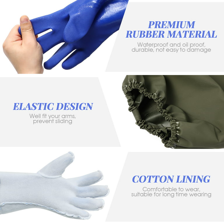 Gloves Aquarium Rubber Cleaning Waterproof Chemical Tank Pond Latex  Resistant Duty Length Elbow Reusable Dishwasher