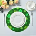 thumbnail image 3 of SKYSONIC St. Patrick's Day Lucky Clovers Round Placemats for Dining Table Non-Slip Heat-Resistant Polyester Table Mats Set of 6 Washable Table Mats for Kitchen Dining Table Decoration, 3 of 5