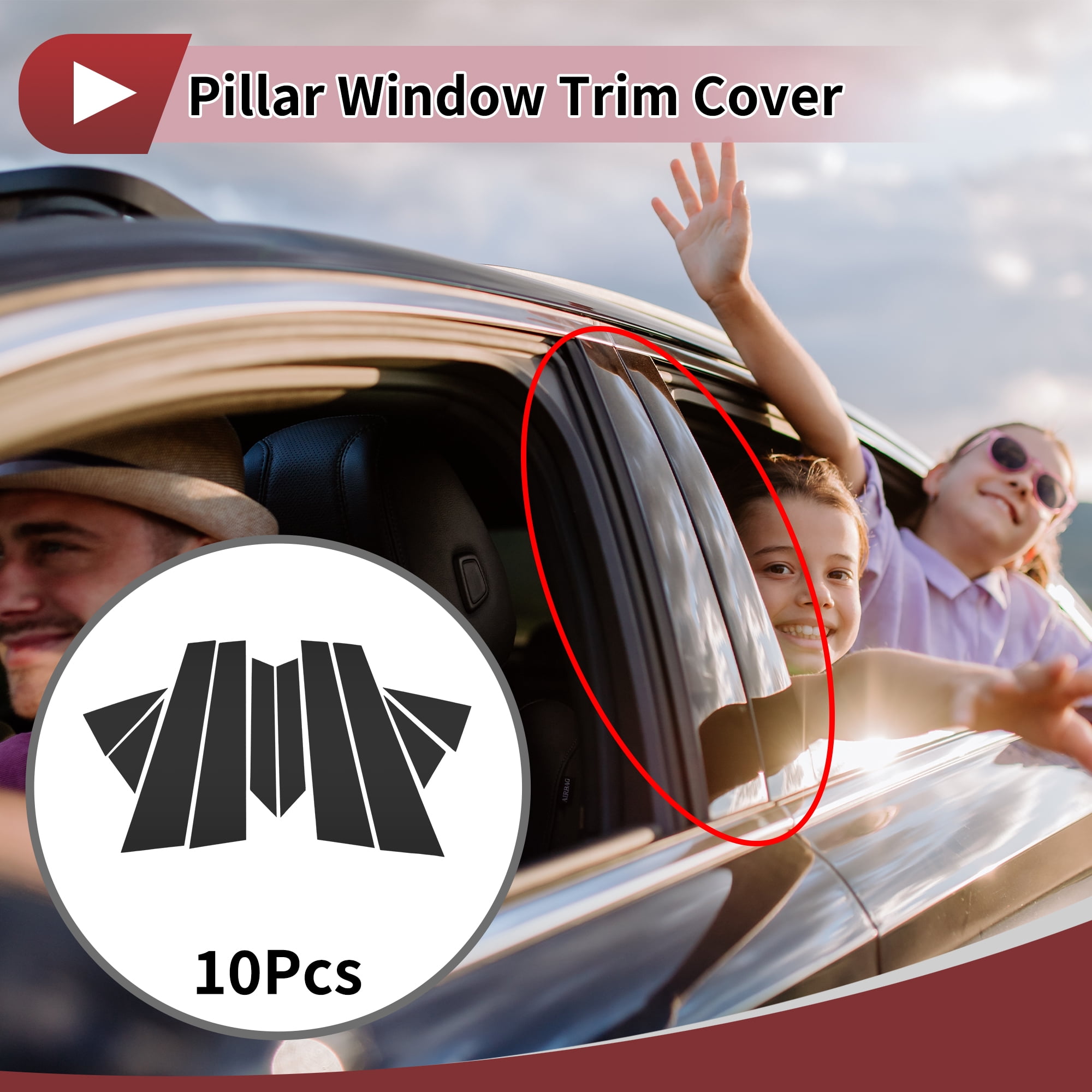 Unique Bargains 10Pcs Door Pillar Window Trim for Hyundai Sonata YF 2010-2014 Black