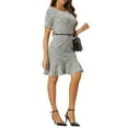 thumbnail image 4 of INSPIRE CHIC Women's Tweed Dress Short Sleeve Mermaid Hem Bodycon Midi Dress L Black White, 4 of 5
