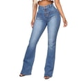 thumbnail image 2 of Gvmfive Women Flared Bell Bottom Jeans High Rise Casual Work Bootcut Trousers, 2 of 5