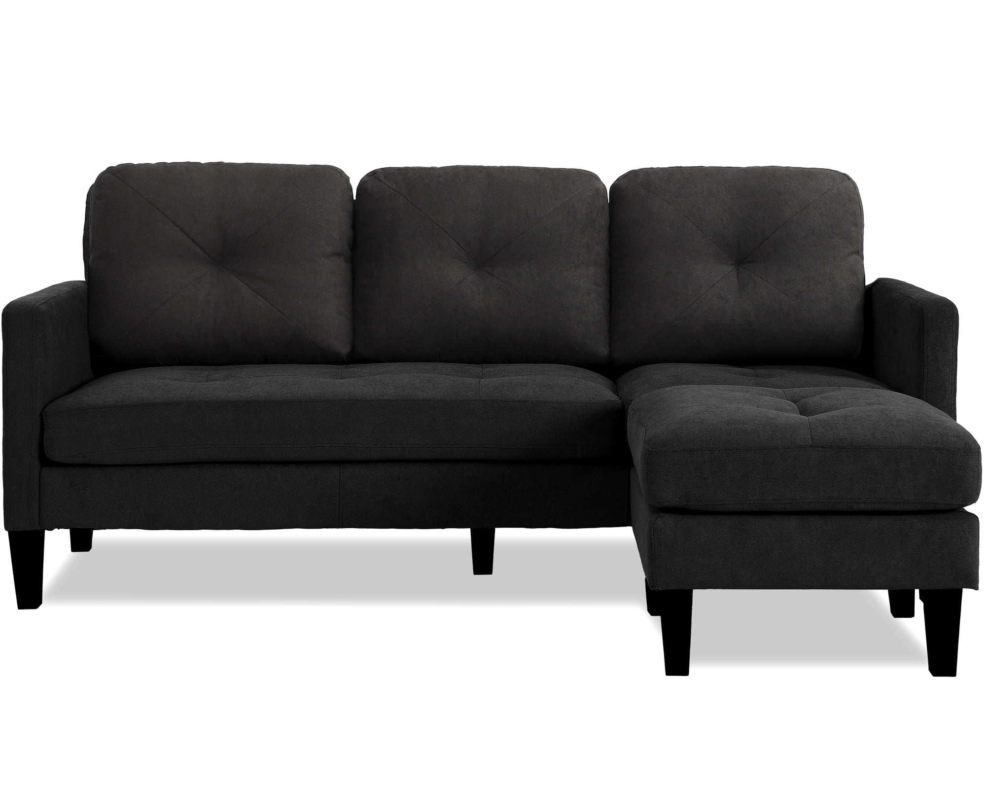 Haverchair Modern Sectional Sofa Couch with Reversible Chaise L-Shaped Couch for Living Room,BLACK