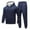 02 Navy, variant on YueHuiYing Men's Solid Color Warm Sport Casual Fashion Pocket Pants Short Sleeve Round Neck Thickened 2 Piece Set