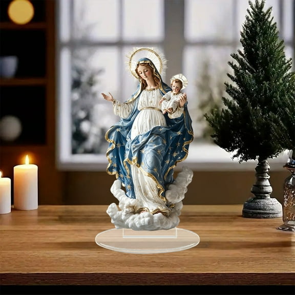 HOARBOEG Acrylic Display Stand for Christmas, Valentines Day, Mothers Day, Fathers Day, Easter, 2D Desktop Decorative Holder for Handcrafted Gifts, Small Figurines, Collectibles, Clear Ornament Stand