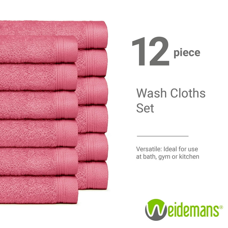 Weidemans Premium 12 Pieces Towel Set Including 12 Exclusive Washcloths Towels|Fingertip Towels 13 x 13 - Color: Plum 100% Cotton |Machine Washable