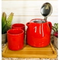 thumbnail image 7 of Bright Red Contemporary Ceramic 20oz Tea Pot With 2 Cups And Bamboo Tray Set, 7 of 7