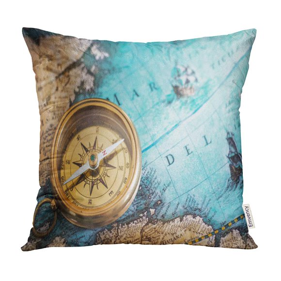 BOSDECO History Old on Vintage Map Adventure Stories Retro Discovery Pillow Case Pillow Cover 20x20 inch