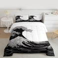 thumbnail image 2 of Feelyou Ocean Waves Boy Full Size Comforter Sets, Japanese Mount Fuji Bedding Sets, 3pcs, 2 of 8