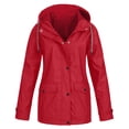 thumbnail image 1 of Imperméable à Capuche pour Femmes, Veste de Pluie Solide, Grande Taille, Coupe-Vent, en Solde, 1 of 5