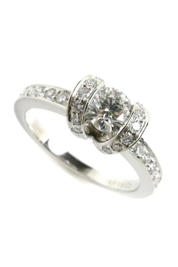 Pre-Owned TIFFANY&Co. Tiffany Pt950 Platinum Ribbon Engagement Ring Diamond 0.44ct... (Good)