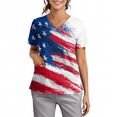 thumbnail image 3 of 4th of July Womens Scrub Tops Loose Short Sleeve American Flag Print Scrubs V Neck USA 250th Anniversary Celebration Party Scrub Shirts Medical Nurse Workwear Nursing Uniform with Pockets White L, 3 of 4