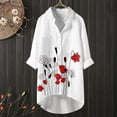 thumbnail image 2 of Blusa con bolsillo y estampado de solapa con botones de manga larga informal para mujer Pompotops FGAJ20512, 2 of 5