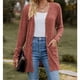 thumbnail image 5 of Chaqueta de manga larga con cuello en V para mujer, cárdigan con botones de color sólido, extensiones informales, Otoño, novedad, 5 of 5