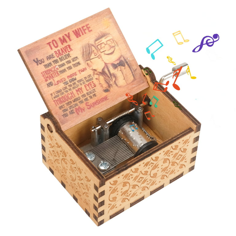 Gift for 9 Year Old Girl, Birthday Gift for Wife Wooden Engraved Vintage  Hand Crank Music Box for Girlfriend Valentine Xmas Wedding Anniversary  Present You Are My Sunshine 