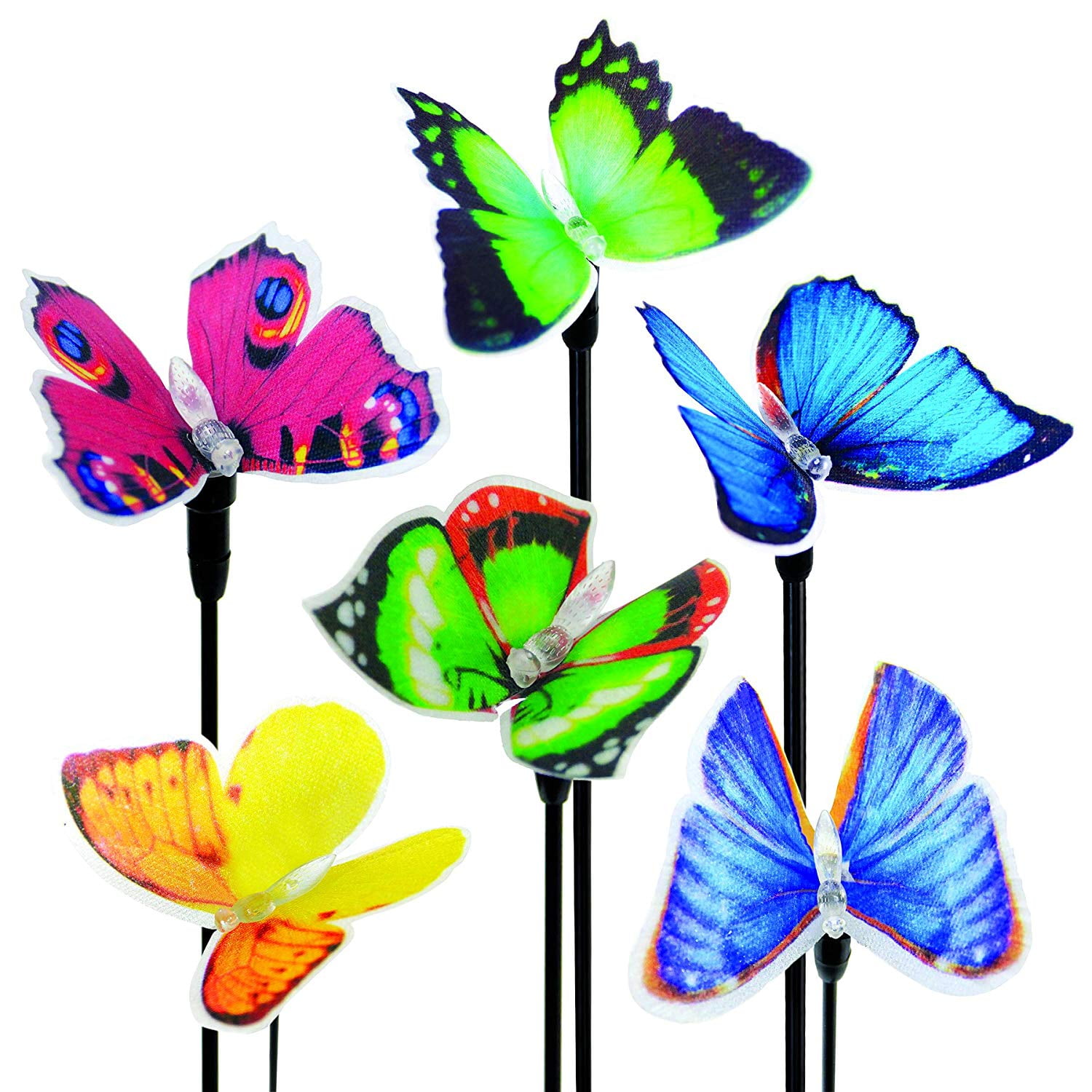 Solar Fiber Optic Butterfly Plant Stake Assortment, Variety of Colors, Outdoor Lights,... by