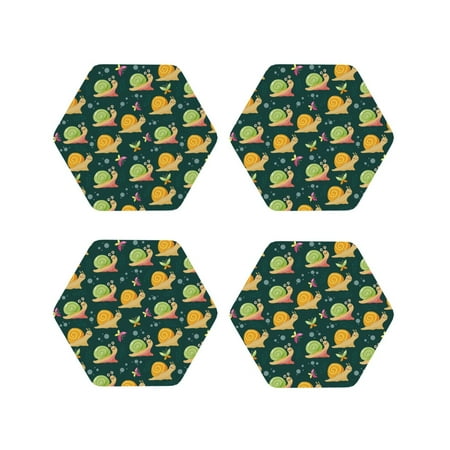 

Tideii Snails And Butterfies for Leather Coasters 4 Pieces Anti-fouling and Anti-scalding Decorative Coasters Suitable for Restaurants Kitchens Coffee Shops-Hexagon