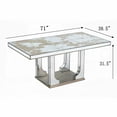 thumbnail image 3 of 71x39.5x31.5" Large Mirrored Dining Table Boasting an Elegant Floral Design and Silver Finish, 3 of 6