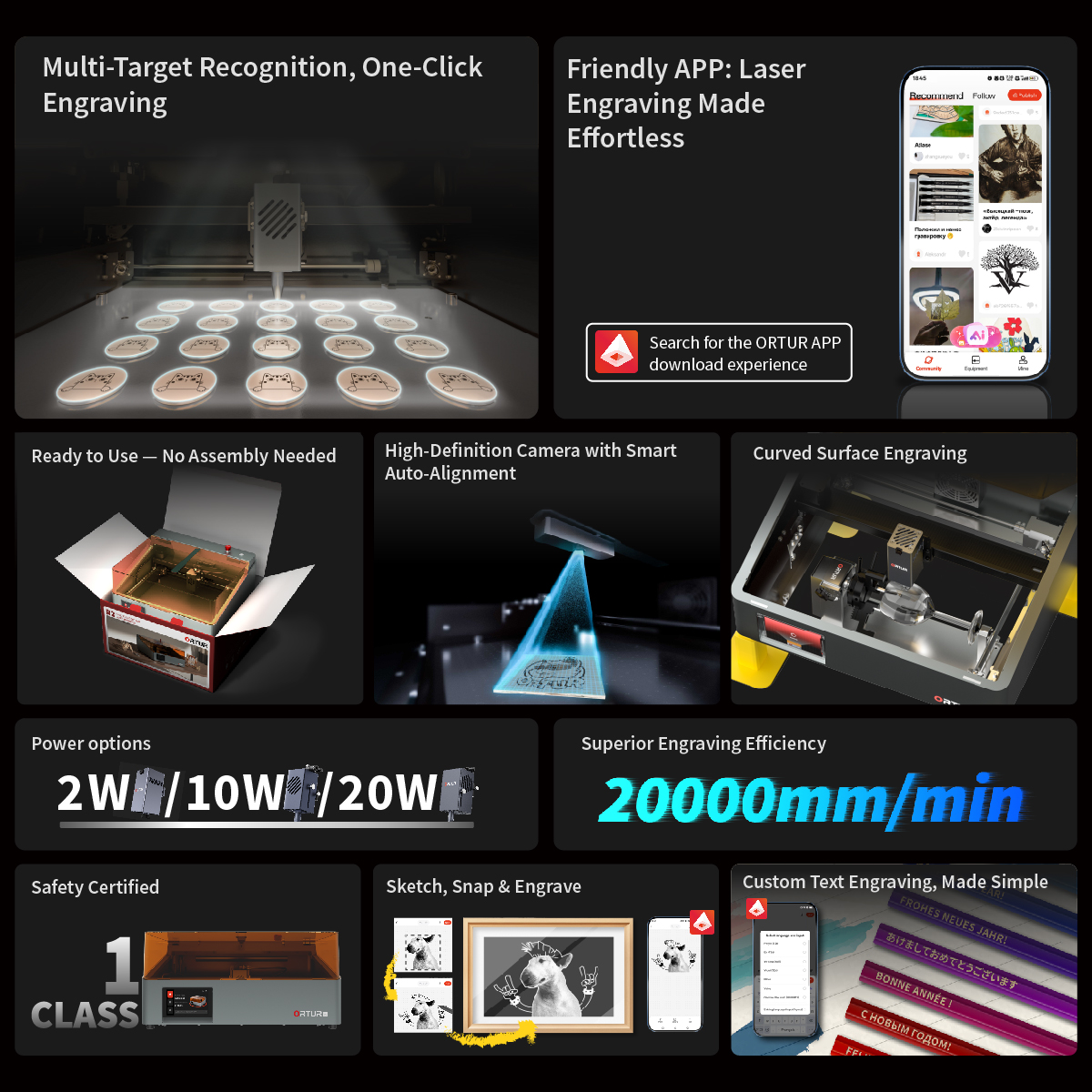 Ortur R2 10W Laser Engraver and Cutter with Smart Camera, AI App & Enclosed Safety Design, Fully Assembled