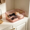 thumbnail image 5 of FeiFu Semi-Transparent Plastic Storage Box, Clear Ribbed Organizer Bin with Gold Handles for Vanity Desk Home Organization, Caja de almacenamiento de plástico transparente, 5 of 6