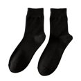 thumbnail image 3 of opolski 1 Pair Men Socks Mid-tube No Odor Solid Color High Elasticity Anti-slip Breathable Soft Warm Sweat-absorption Anti-shrink Sports Cotton Socks Black, 3 of 8