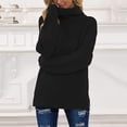 thumbnail image 3 of Suéter de punto de manga larga con cuello alto elegante para mujer, suéter informal, sudadera de invierno (XL), 3 of 5