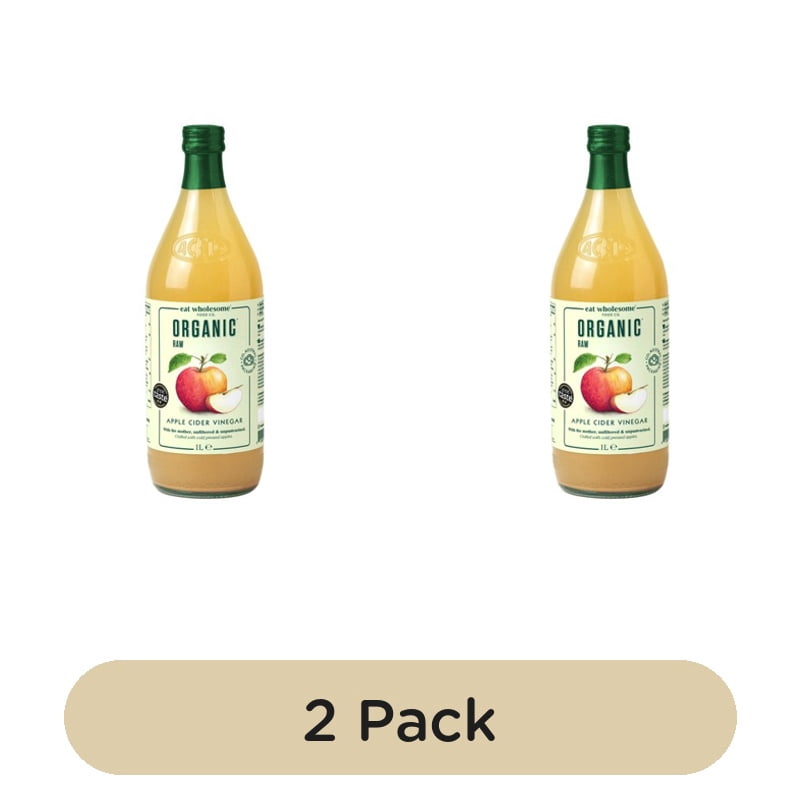 Eat Wholesome Organic Raw Apple Cider Vinegar with Mother 1L, British Import (Pack of 2)