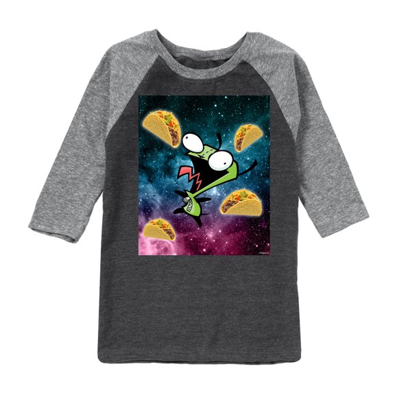 Invader ZIM - GIR Loves Tacos in Space - Toddler And Youth Raglan Graphic T-Shirt