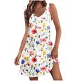 thumbnail image 2 of Viikei Womens Plus Size Clearance Dresses,New Women's Casual Loose V-neck Sleeveless Printed Short Dress White L, 2 of 6
