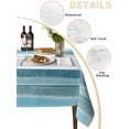 thumbnail image 2 of Teal Nordic Style Stripes Table Cloth, Turquoise Texture Waterproof Tablecloth for Square Tables, Reusable Washable Fabric Table Cover for Restaurant Kitchen Dining Tables 54"x54", 2 of 6