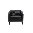 thumbnail image 2 of Modern Accent Barrel Chair Living Room Chair with Nailheads Trim and Solid Wood Legs,Upholstered PU Leather Armchair Mid-Century Leisure Lounge Chair Single Sofa Chair for Living Room Office,Black, 2 of 7