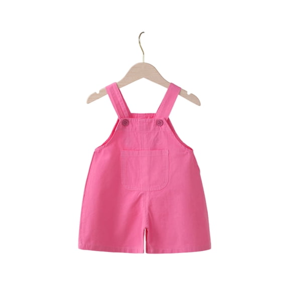 Posijego Toddler Baby Girls Overalls Shorts Cotton Romper Suspender Jumpsuits Kids Infant Girls Solid Color Summer Outfits