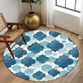 thumbnail image 2 of Large Round Rug 8Ft Washable Non-Slip, Blue Geometric Moroccan Circle Area Rugs for Living Room Bedroom, Abstract Art Blue Ombre Modern Indoor Floor Mats Carpet Runner for Home Decor, 2 of 8