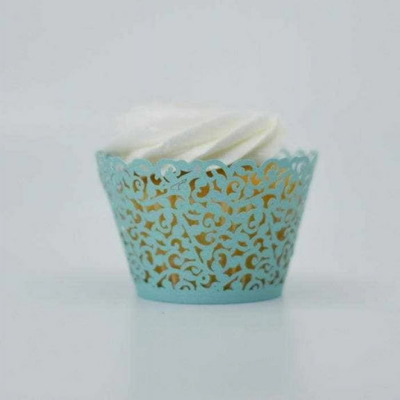 Bright Teal Lace Cupcake Wrappers