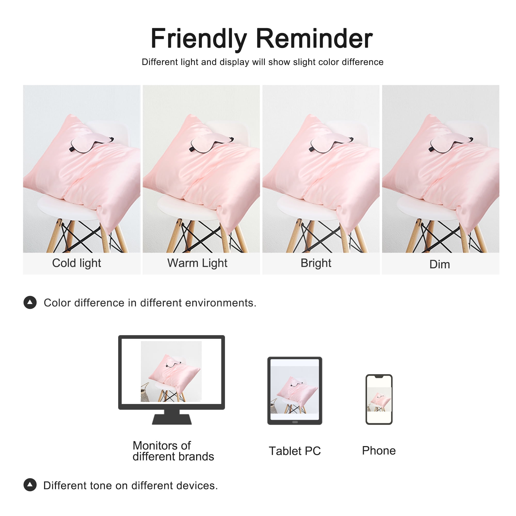 Unique Bargains 19 Momme Silk Pillowcase Eye Cover Set, Queen, Pink