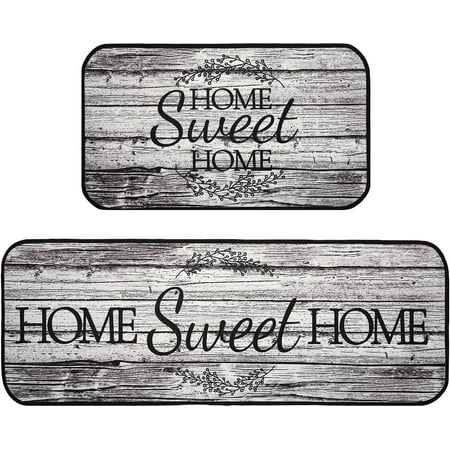 

Kitchen Mats Floor Home Sweet Home Kitchen Mat Set of 2 Grey Kitchen Rug Farmhouse Kitchen Rugs for Kitchen Sink Area Kitchen Sink Rugs and Mats Kitchen Rugs with Words 17x30 and 17x47 Inch