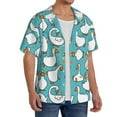 thumbnail image 4 of Xecao offers the Cartoon Funny Goose for Men's Casual Short-sleeved Shirt, a button-up collared shirt with a pocket, perfect for beach vacations and yacht travel in the XX-Large size., 4 of 7
