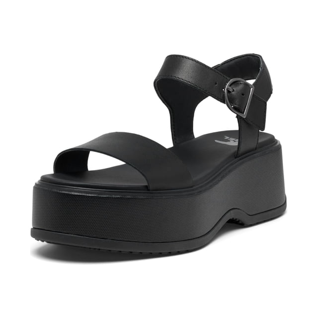 Sandalia Sorel con plataforma de tacón a la moda para mujer, color negro 9.5