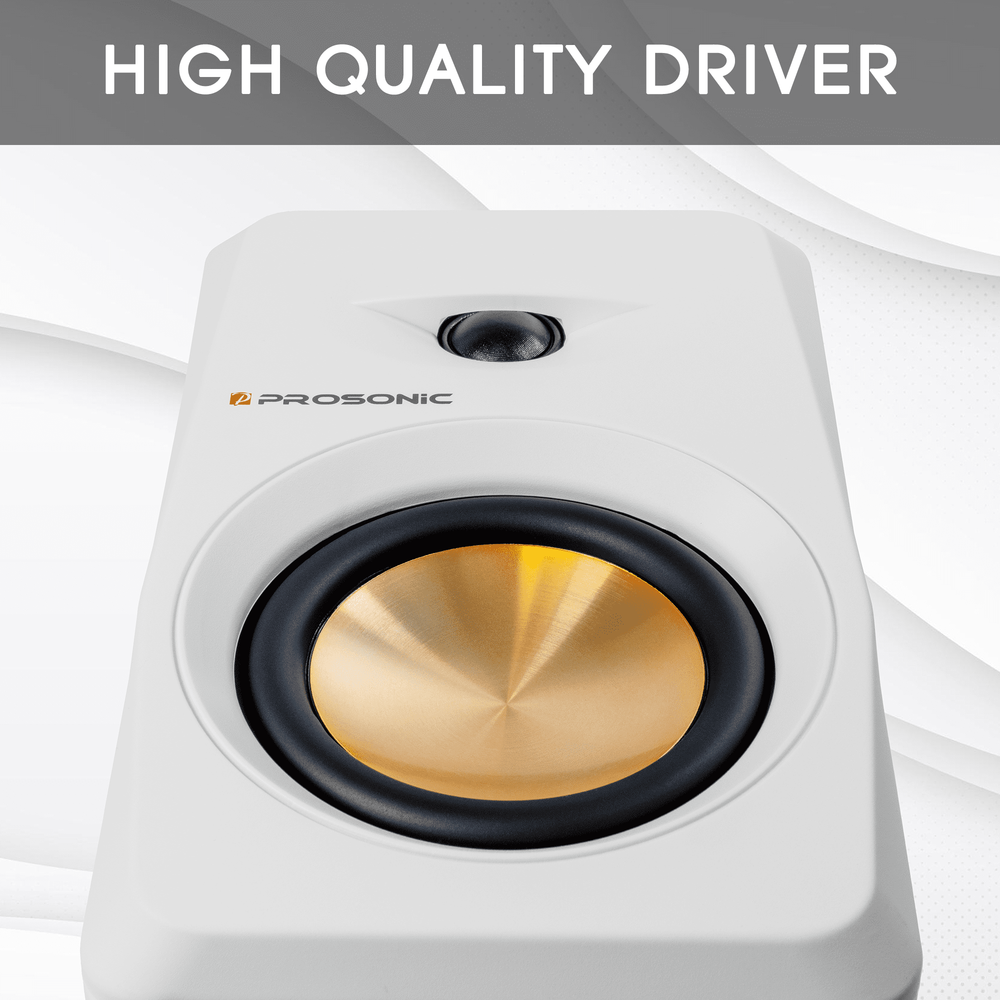 Prosonic BT30 Active Powered Wireless Bluetooth Bookshelf Speakers for for Home, Studio, Turntable, Etc 80 Watts (White)