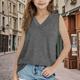 thumbnail image 2 of GERsome Girls Athletic Tank Tops Solid Color V Neck Loose Fit Summer Top Kids Sleeveless Sport Shirts 5-15 Years, 2 of 8