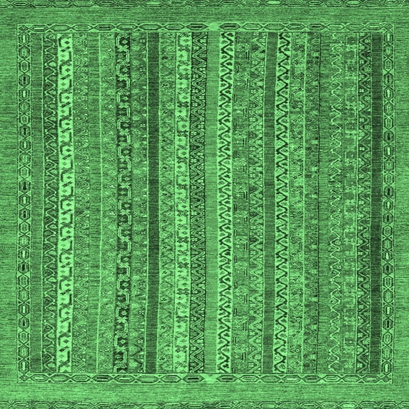 Ahgly Company Indoor Square Abstract Emerald Green Modern Area Rugs, 6' Square