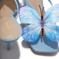 thumbnail image 2 of XYD Women Open Square Toe Colorful Butterfly Slide Sandals Slip on Mid Thin Heel Mules Chic Summer Beach Shoes Size 15.5 Blue, 2 of 4