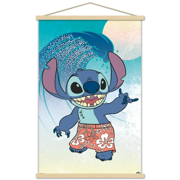 Disney Lilo And Stitch: Beach Vibes - Hang Loose Wall Poster with Magnetic Frame, 22.375" x 34"