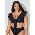 thumbnail image 4 of Swimsuits for All Women's Tie Front Cup Sized Cap Sleeve Underwire Bikini Top, 4 of 4