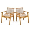 thumbnail image 3 of Outdoor Sofa, Outdoor Dining Chairs Set of 2, Teak Finish Wood Frame and Mix Brown Rope, Natural Courtyard Style, 400lbs Capacity, Brown Mix,Teak Patio Furniture,Acacia Wood,Rope Outdoor Sectional, 3 of 14