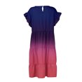 thumbnail image 3 of Puntoco Vestido De Manga Corta Con Cuello En V, Vestido De Verano Para Mujer, Cuello Redondo, Estampado Casual, Manga Corta, Vestido Con Volantes, Color Morado L, 3 of 4