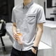 thumbnail image 4 of Camisa y blusa para hombre con bolsillo, manga corta, cuello alto, elegante, estética, estilo coreano, ropa informal asiática de alta calidad, 4 of 5