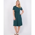 thumbnail image 2 of Real Essentials 3-Pack: Women's Midi Short Sleeve Soft T-Shirt Dress with Elastic Waist (Available in Plus Size), 2 of 6