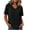 Black, variant on Women Heather V Neck Short Sleeve T Shirt Loose Curved Hem Basic Casual Tee for Summer Daily Beach