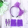 thumbnail image 2 of KAKOWELY Diadema de encaje de los 80, pendientes de neón, guantes de rejilla sin dedos para fiesta de los 80 (morado), 2 of 4
